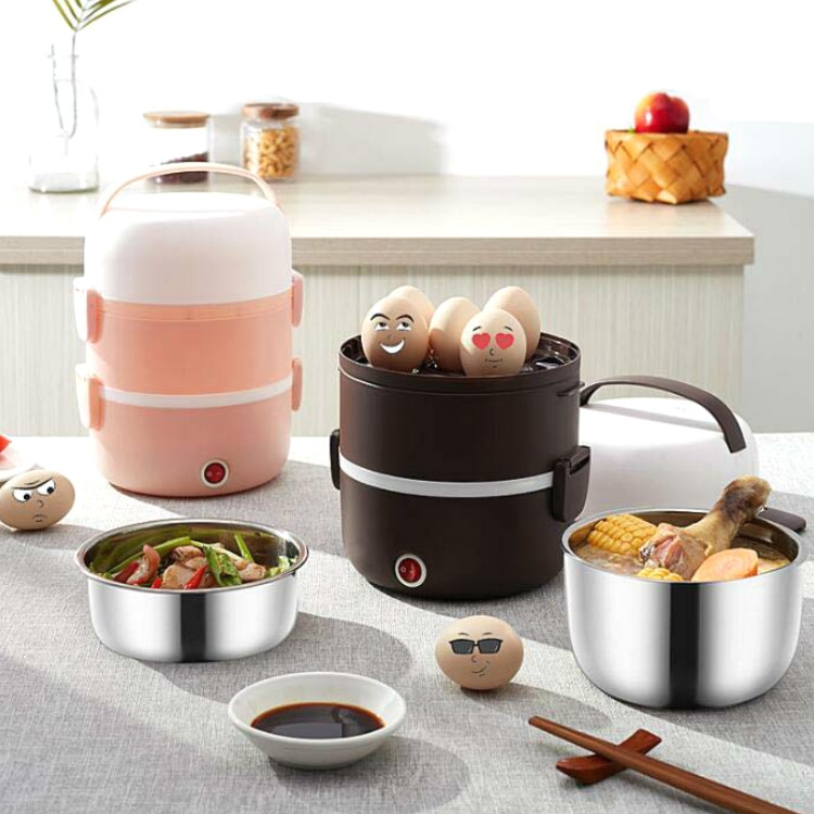 XM Culture 3 Layer Portable Electric Rice Cooker Heating Lunch Box