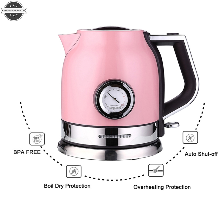 Stainless Steel Electric Kettle, With Thermometer, Anti-hot Coffee