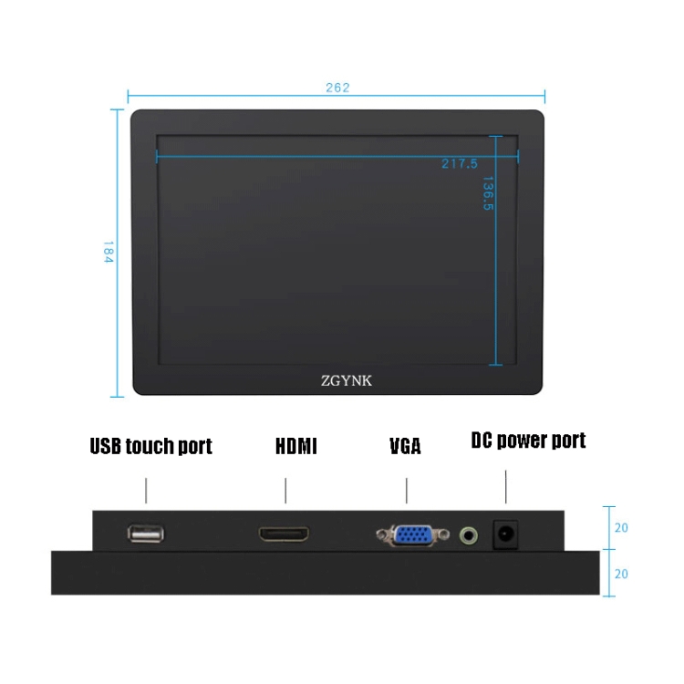 Pantalla industrial ZGYNK KQ101 HD Embedded Display, Tamaño: 10 pulgadas, Estilo: Resistivo - 1