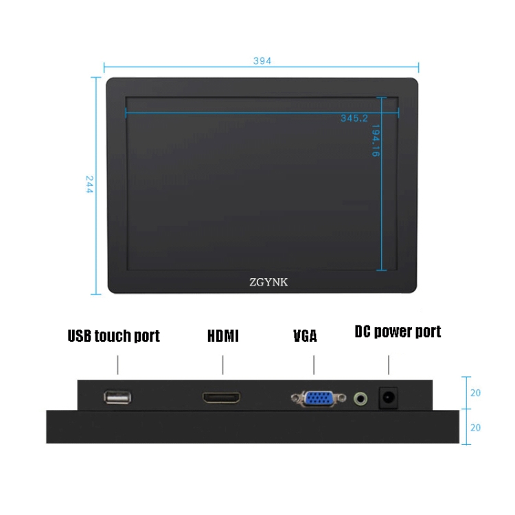 Pantalla industrial ZGYNK KQ101 HD Embedded Display, Tamaño: 15,6 pulgadas, Estilo: Resistivo - 1