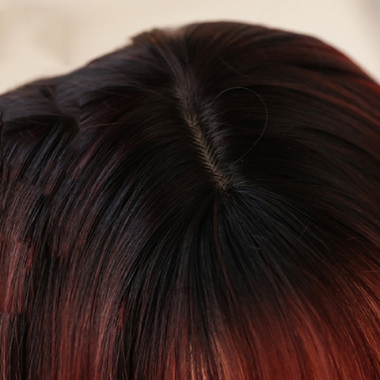 女性のためのリアルなロングストレートヘアウィッグ合成繊維ヘッドギア