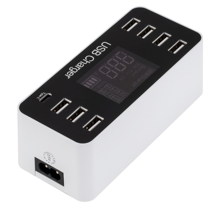 8 in 1 7 USB Ports + USB-C / Type-C Port Universal Multi-function Charger with LCD Digital Display, US Plug 8 in 1 7 USB Ports + USB-C / Type-C Port Universal Multi-function Charger with LCD Digital Display, US Plug