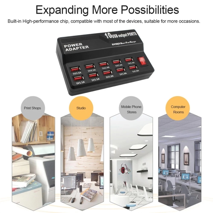 100-240V USB Interface Smart Fast Charge Digital Electronic Charger Multifunctional Charger, US Plug, Style:10 Ports 100-240V USB Interface Smart Fast Charge Digital Electronic Charger Multifunctional Charger, US Plug, Style:10 Ports