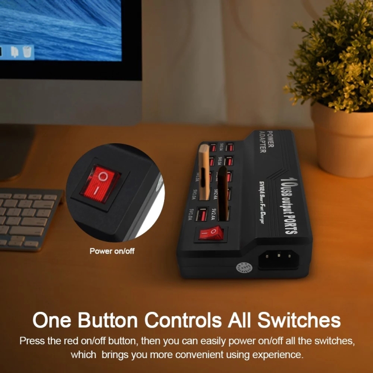 100-240V USB Interface Smart Fast Charge Digital Electronic Charger Multifunctional Charger, US Plug, Style:10 Ports 100-240V USB Interface Smart Fast Charge Digital Electronic Charger Multifunctional Charger, US Plug, Style:10 Ports