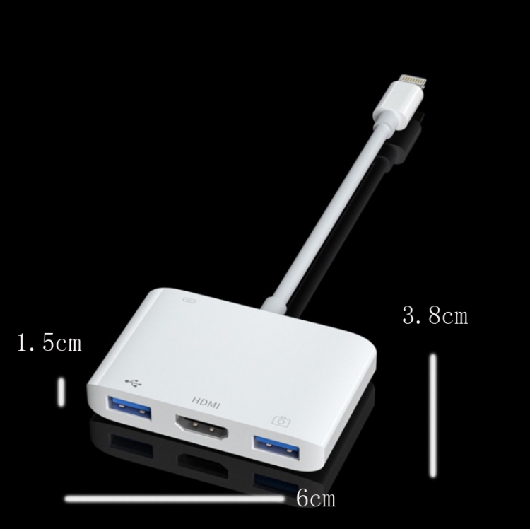 LC05 3 in 1 8 Pin to USB 3.0 + 1080P HDMI + Camera USB 3.0 Interface Multi-Function Adapter for IPhone 6s and Above IOS System