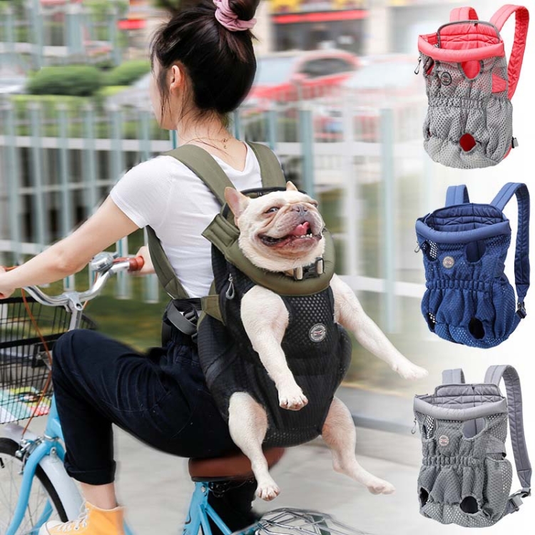 Doglemi Pet Outing Backpack Dog Shoulder Chest Bag Breathable Mesh Dog Cat  Bag, Size:M(Gray)