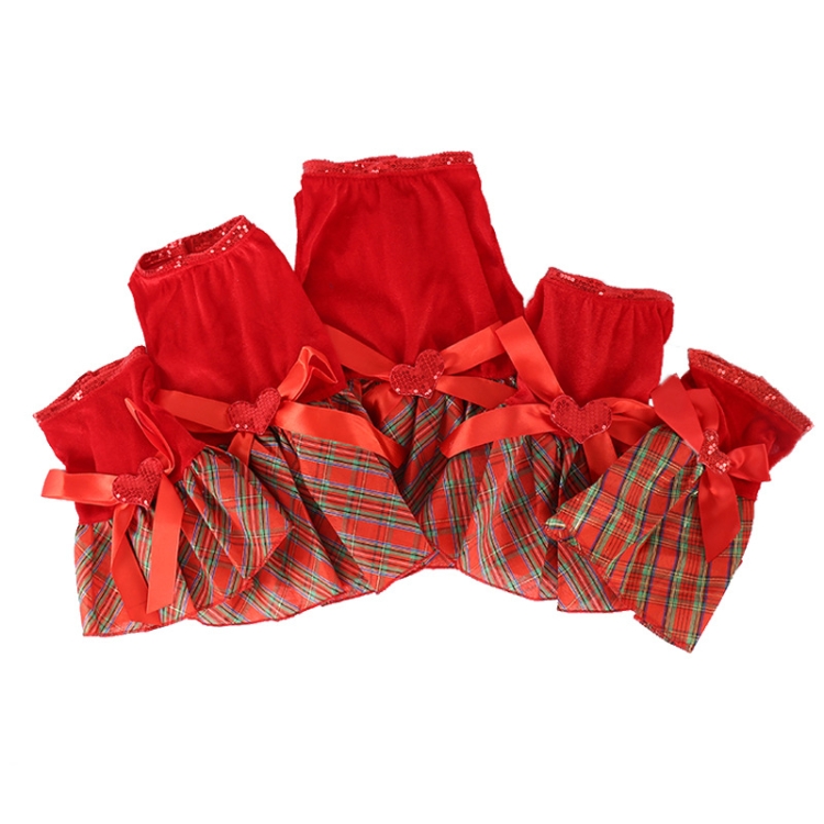 Falda de mariposa a cuadros de perro mascota navideña, tamaño: S (rojo) - B7