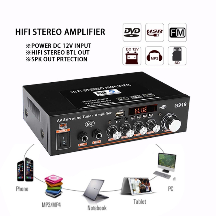 Amplificador Potencia Audio Hifi 12v Sonido Moto Compu Htec