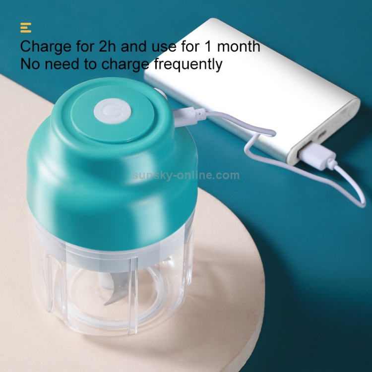 Wireless USB Charging Garlic Machine Baby Food Supplement Machine, Style:250ml  Increased Power Minced Meat(Blue)