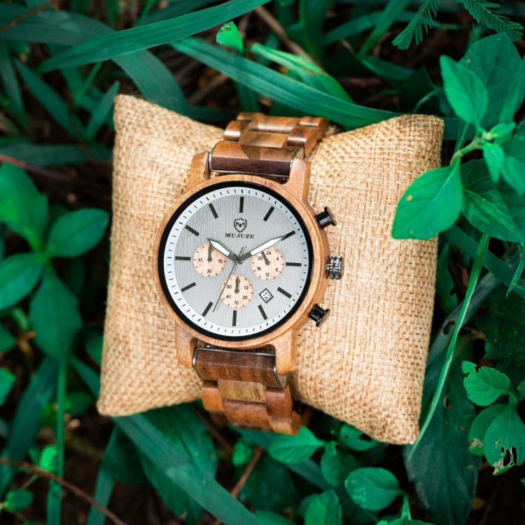 MUJUZE ME 1012 Men Multifunctional Wooden Watch Acacia