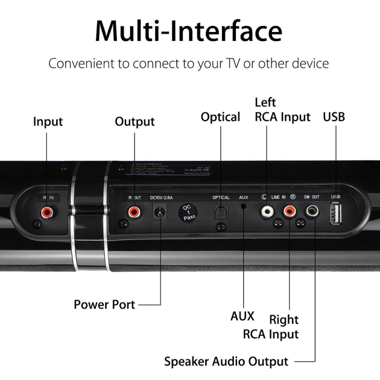 LP-1807P 45W Home Theater Audio Subwoofer Echo Wall Soundbar, Plug Type:US Plug(Black) LP-1807P 45W Home Theater Audio Subwoofer Echo Wall Soundbar, Plug Type:US Plug(Black)