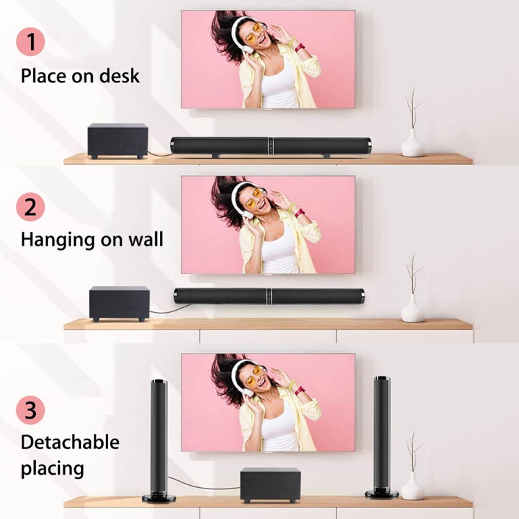 LP-1807P 45W Home Theater Audio Subwoofer Echo Wall Soundbar, Plug Type:US Plug(Black) LP-1807P 45W Home Theater Audio Subwoofer Echo Wall Soundbar, Plug Type:US Plug(Black)
