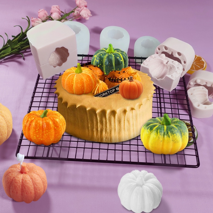 Halloween Three-Dimensional Pumpkin Cake DIY Scented Candle Silicone Mold, Specification: SW-37 - B4