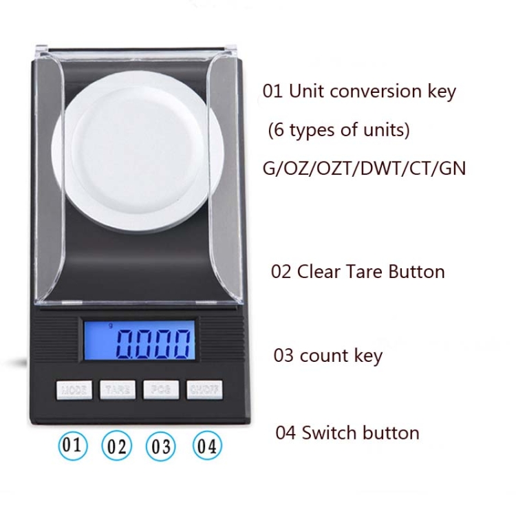 20g / 0.001g Bilancia portatile ad alta precisione per gioielli Mini  bilancia elettronica Bilancia elettronica di precisione per carati