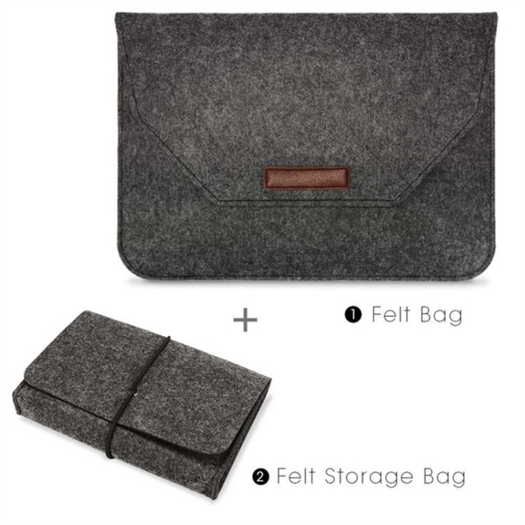 Portable Air Permeable Felt Sleeve Bag for MacBook Laptop, with Power Storage Bag, Size:11 inch(Black) Portable Air Permeable Felt Sleeve Bag for MacBook Laptop, with Power Storage Bag, Size:11 inch(Black)