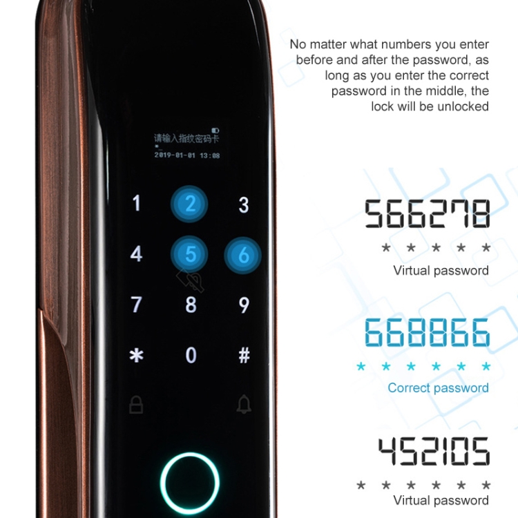 Smart Wifi Anti-Theft Fingerprint Password Lock Teléfono móvil Control remoto Cerradura de puerta electrónica Cerradura de tarjeta magnética, Especificación: SM-SL808 Automático Negro - 2
