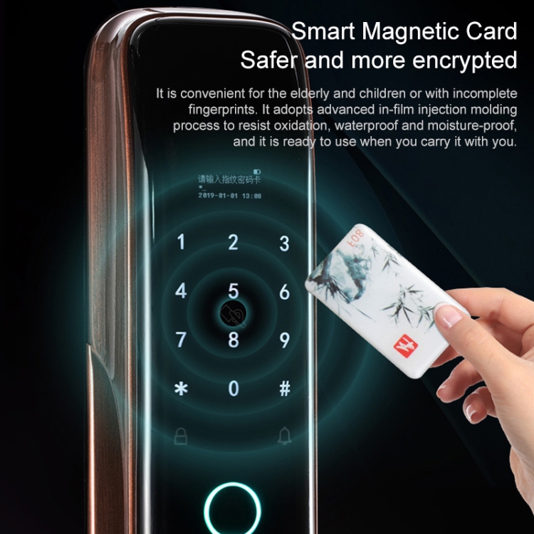 Smart Wifi Anti-Theft Fingerprint Password Lock Teléfono móvil Control remoto Cerradura de puerta electrónica Cerradura de tarjeta magnética, Especificación: SM-SL808 Automático Negro - 5