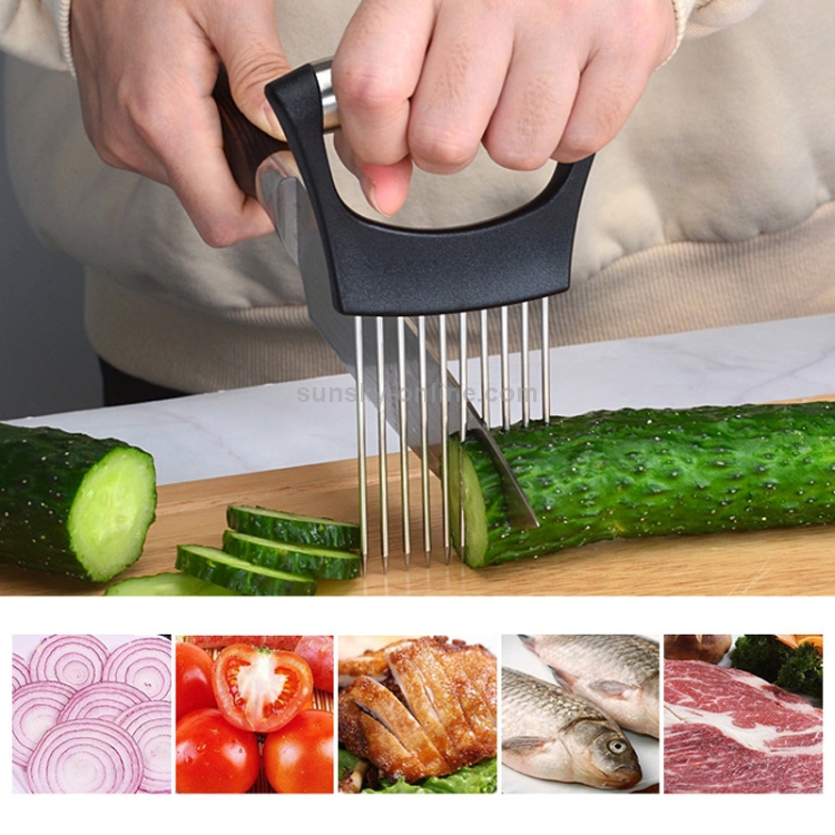 Aide à trancher les légumes de cuisine de broche de support de fourchette d' oignon d'acier inoxydable de 2 PCS