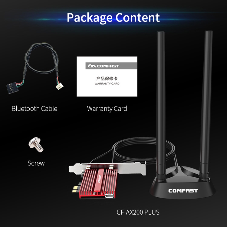 COMFAST CF-AX200 Plus Tarjeta de red inalámbrica de alta potencia de doble banda Tarjeta de red inalámbrica para juegos PCI-E WiFi de alta velocidad de 3000 Mbps (AX200 Plus) - B12