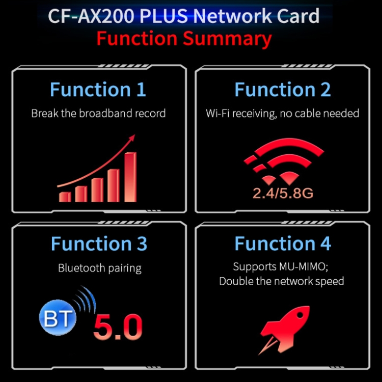 COMFAST CF-AX200 Plus Tarjeta de red inalámbrica de alta potencia de doble banda Tarjeta de red inalámbrica para juegos PCI-E WiFi de alta velocidad de 3000 Mbps (AX200 Plus) - B9
