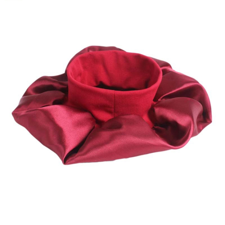 Berretto da notte TJM-301 da 2 pezzi con tesa larga e fascia elastica per capelli  Cappello da chemioterapia da donna, taglia: M 56-58 cm (vino rosso)