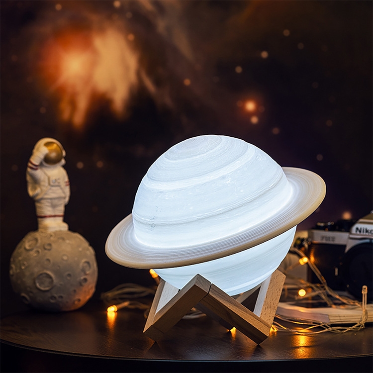 Lampada a forma di pianeta saturno 3D luce 3 colori touch illuminazione  cavo usb