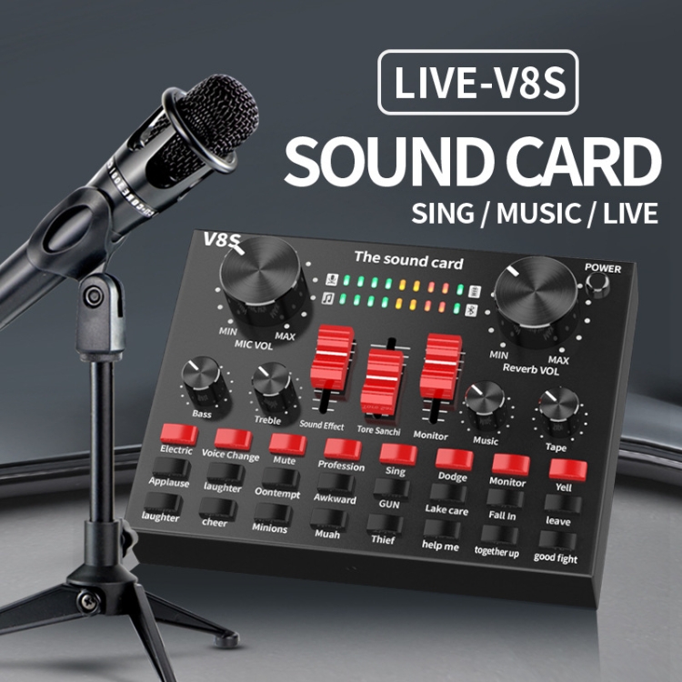 V8S Tarjeta de sonido Teléfono móvil Computadora Anchor Live K Song Recording Micrófono, Especificación: V8S + Black Bet BM700 Set - B1
