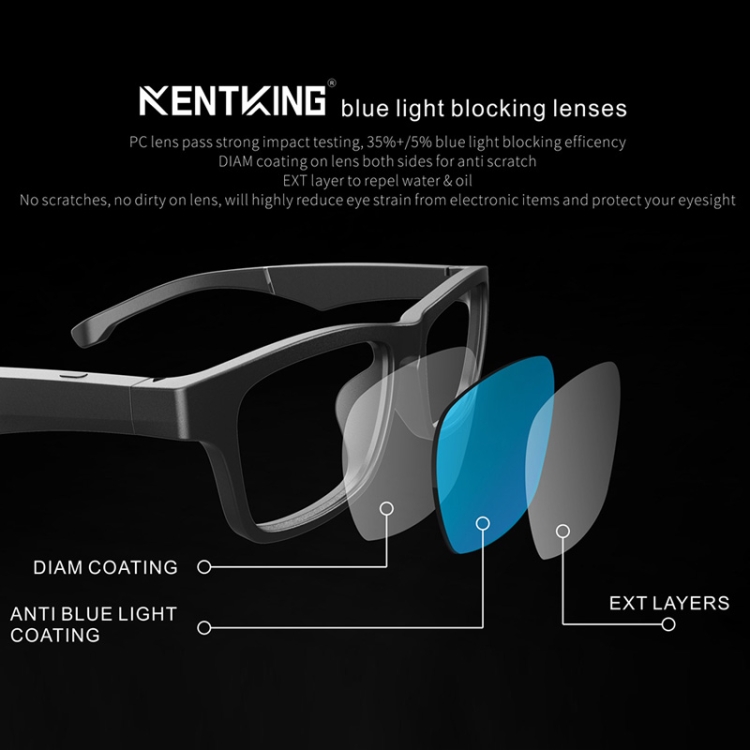 Anti-Blue Light Sports Wireless Stereo Smart Bluetooth Glasses Earphone, Colour: K1 Blue