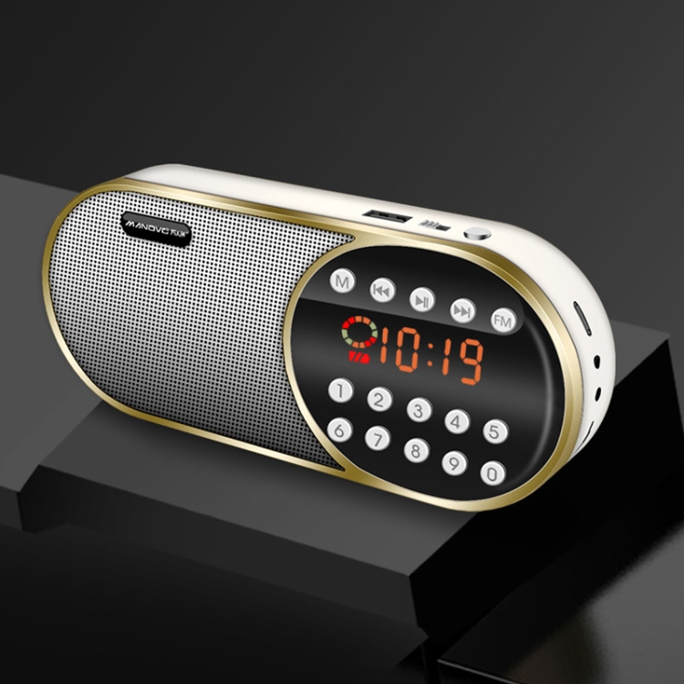 MANOVO F1 Card Audio Outdoor Portable Time Display Player Bluetooth Speaker with Lighting Function(Golden) MANOVO F1 Card Audio Outdoor Portable Time Display Player Bluetooth Speaker with Lighting Function(Golden)