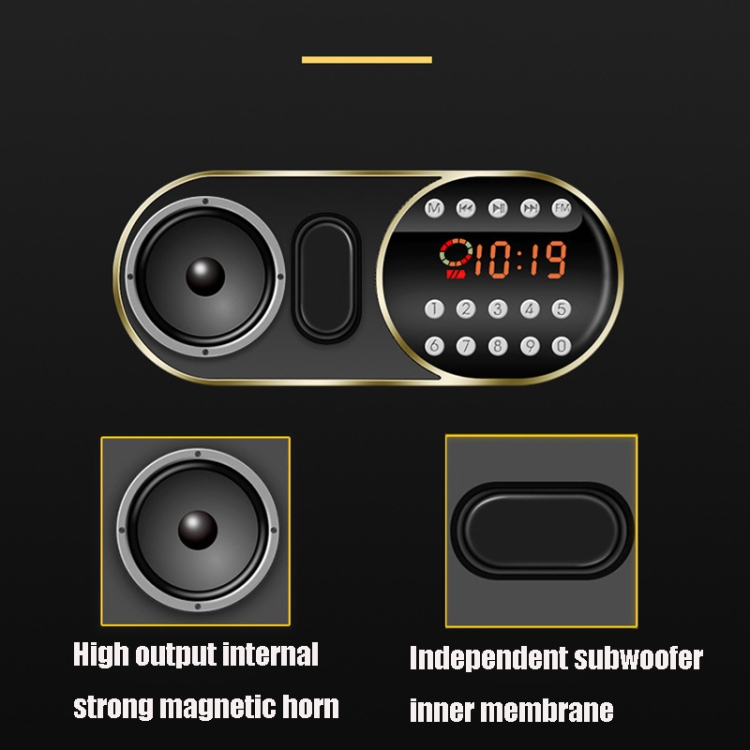 MANOVO F1 Card Audio Outdoor Portable Time Display Player Bluetooth Speaker with Lighting Function(Golden) MANOVO F1 Card Audio Outdoor Portable Time Display Player Bluetooth Speaker with Lighting Function(Golden)
