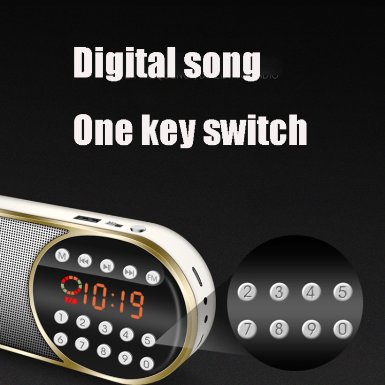 MANOVO F1 Card Audio Outdoor Portable Time Display Player Bluetooth Speaker with Lighting Function(Golden) MANOVO F1 Card Audio Outdoor Portable Time Display Player Bluetooth Speaker with Lighting Function(Golden)