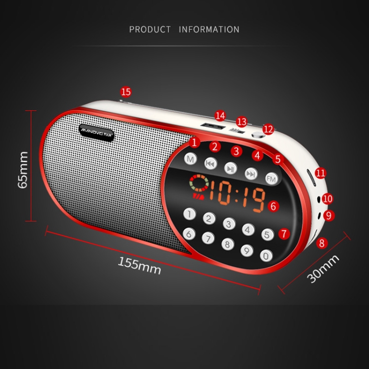 MANOVO F1 Card Audio Outdoor Portable Time Display Player Bluetooth Speaker with Lighting Function(Golden) MANOVO F1 Card Audio Outdoor Portable Time Display Player Bluetooth Speaker with Lighting Function(Golden)