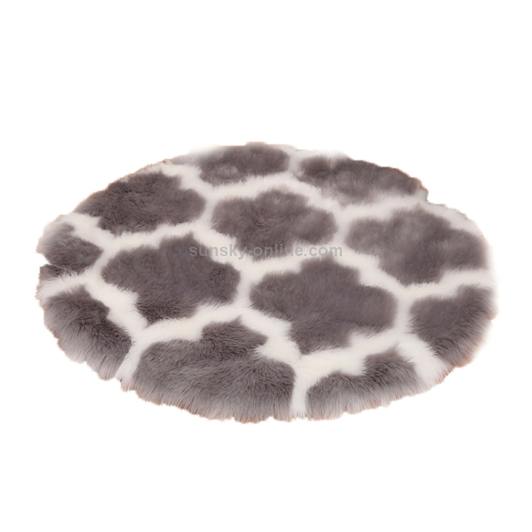 Imitation Fur Household Living Room Plush Carpet Yoga Floor Mat Decoration,  Size: 90cm(Gray Lantern With White Border)