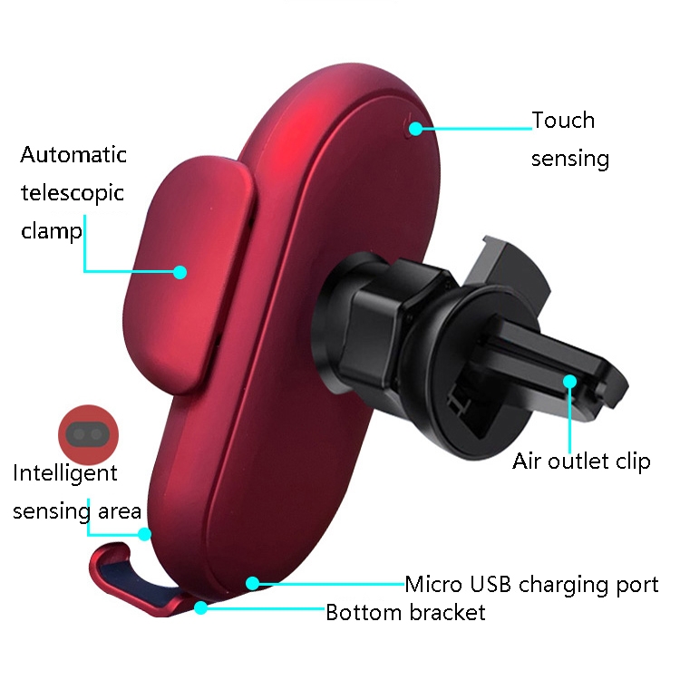 S11 Smart Infrared Sensor Car Wireless Charger, Colour Red