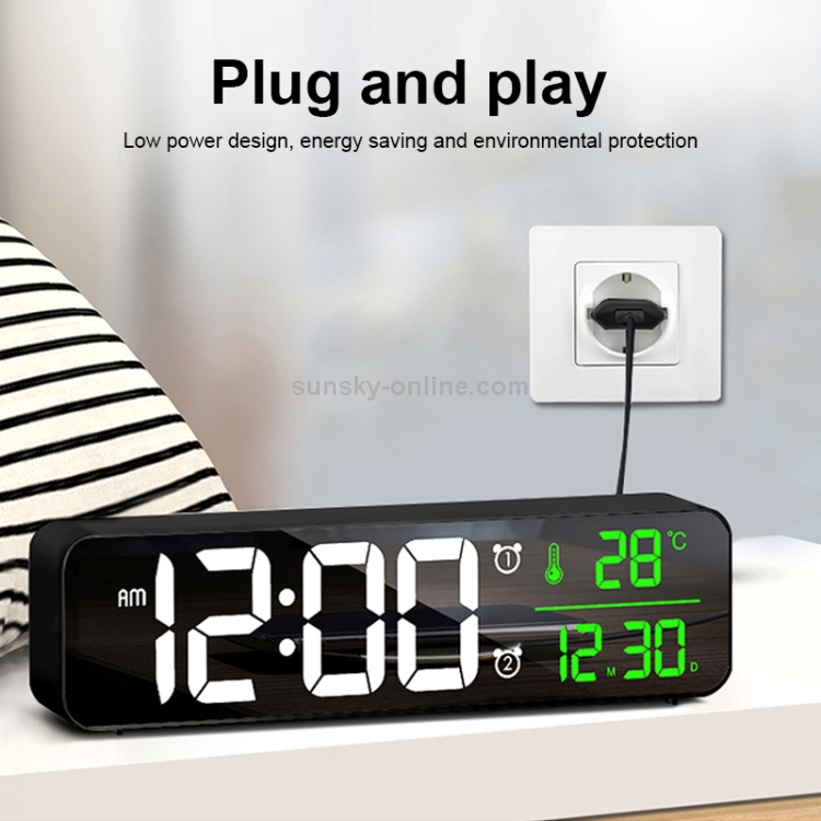 LED Digital Wecker Uhr Tisch Elektronische Desktop Uhren USB Wake