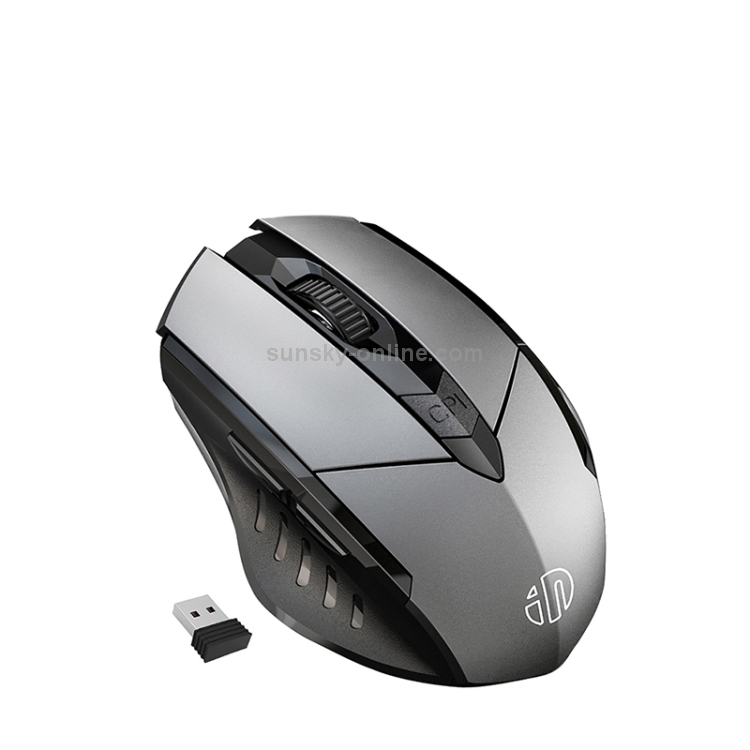 Inphic PM6 6 llaves 1000/1200/1600 DPI Home Gaming Wireless Mechanical Mouse, Color: Grey Wireless Cargando versión silenciosa - 1