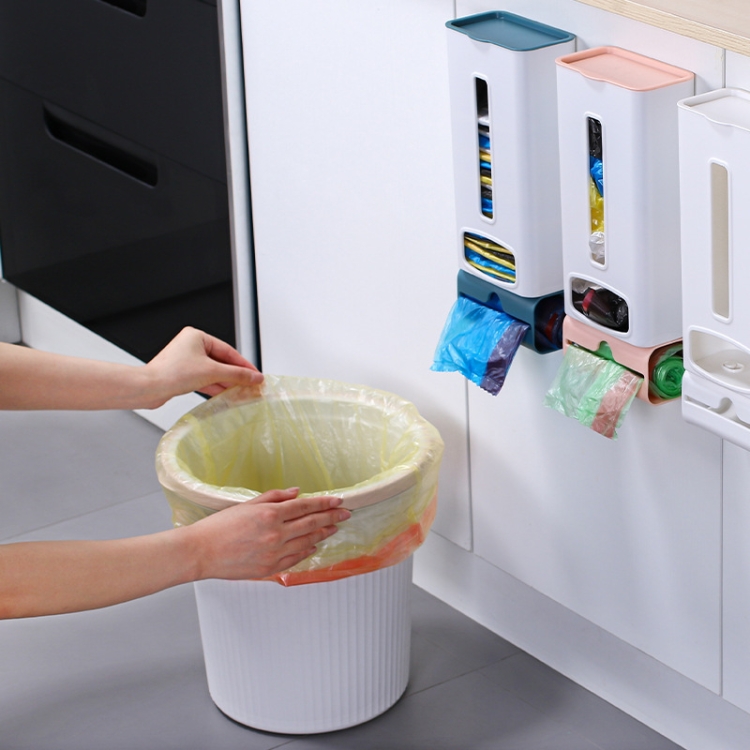 2 PCS Müllsack Aufbewahrungsbox Wand-Extraktions-Plastiktüte  Aufbewahrungsbox Tragbare Küchen-Aufbewahrungsbox (hellblau)