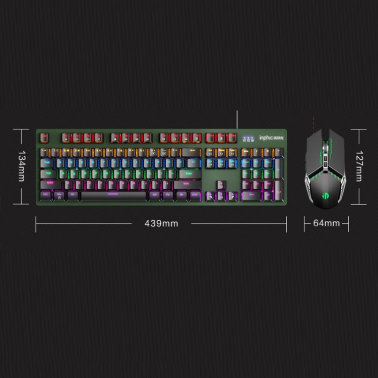 Inphic V910 Mechanical Metal Wired Keyboard Fullkey Nonrush Gaming