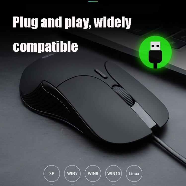 Inphic PB1 Business Office Mute Macro Definition Gaming Wired Mouse, Longitud del cable: 1,5 m, Color: Luz de respiración blanca mate - B4
