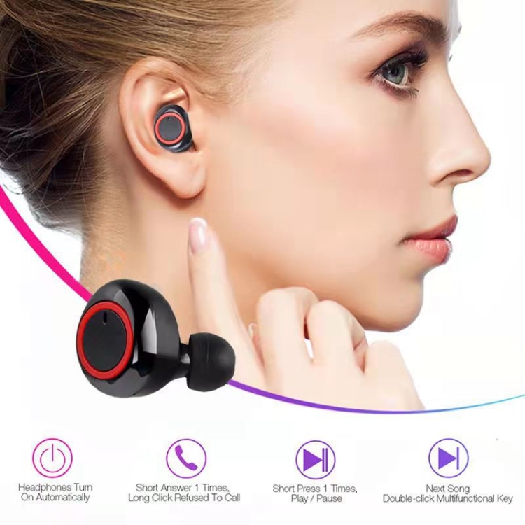 Y50 Sports Outdoor TWS Bluetooth 5.0 Touch Wireless Headphones(Black Blue)