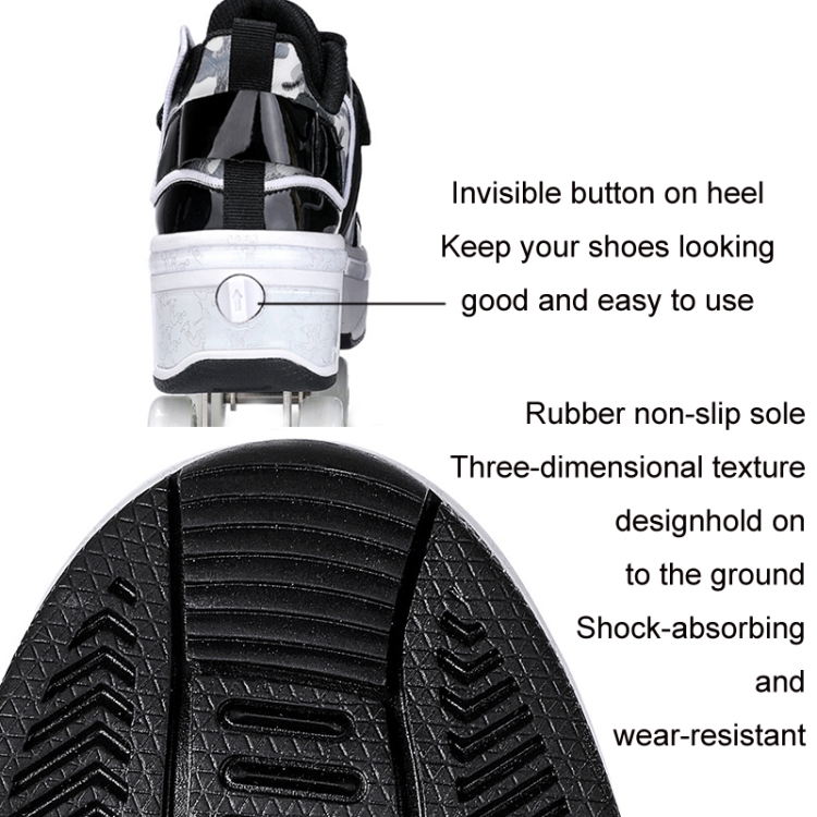 DF06 Chaussures de marche Patins à roulettes rétractables à quatre