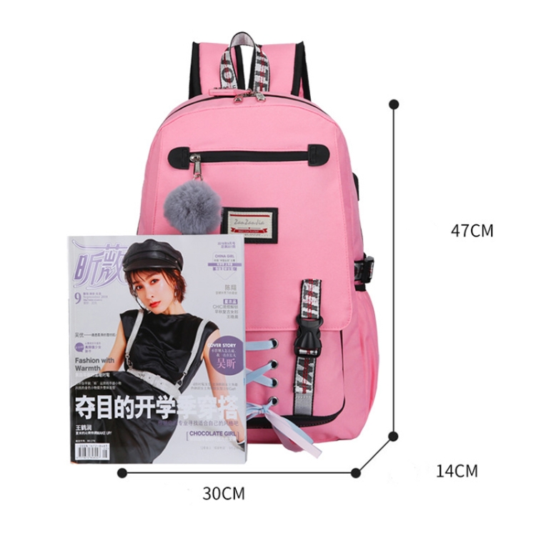 Mochila antirrobo con carga USB para deportes y ocio (rosa) - B5