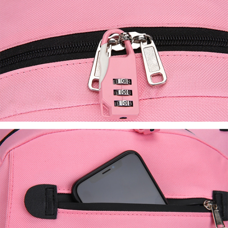 Mochila antirrobo con carga USB para deportes y ocio (rosa) - B8