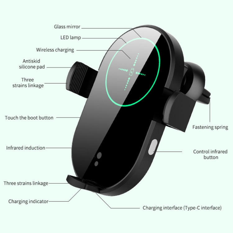 H8 15W Car Phone Holder Auto-Sensing Three Linkage Fast Charge Wireless Car Charger H8 15W Car Phone Holder Auto-Sensing Three Linkage Fast Charge Wireless Car Charger