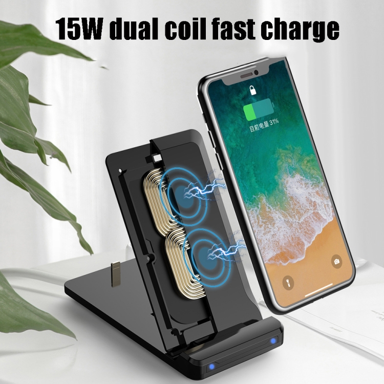 H16 15W 2 In 1 Portable Folding Wireless Charging Mobile Phone Holder for iPhone, AirPods and other Android phones H16 15W 2 In 1 Portable Folding Wireless Charging Mobile Phone Holder for iPhone, AirPods and other Android phones