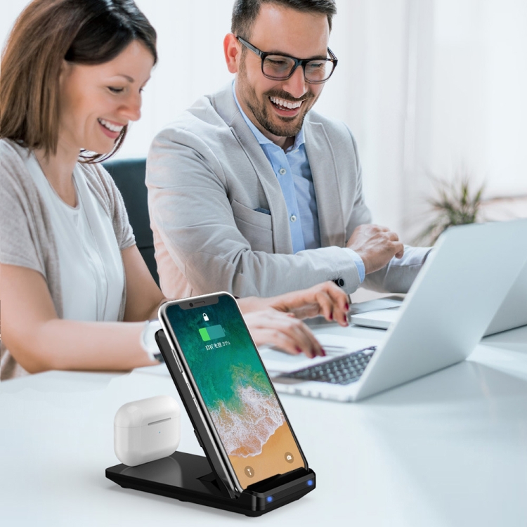 H16 15W 2 In 1 Portable Folding Wireless Charging Mobile Phone Holder for iPhone, AirPods and other Android phones H16 15W 2 In 1 Portable Folding Wireless Charging Mobile Phone Holder for iPhone, AirPods and other Android phones