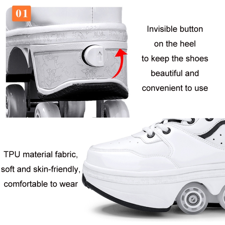 DF06 Walking Shoes Four-wheel Retractable Roller Skates, Size:34