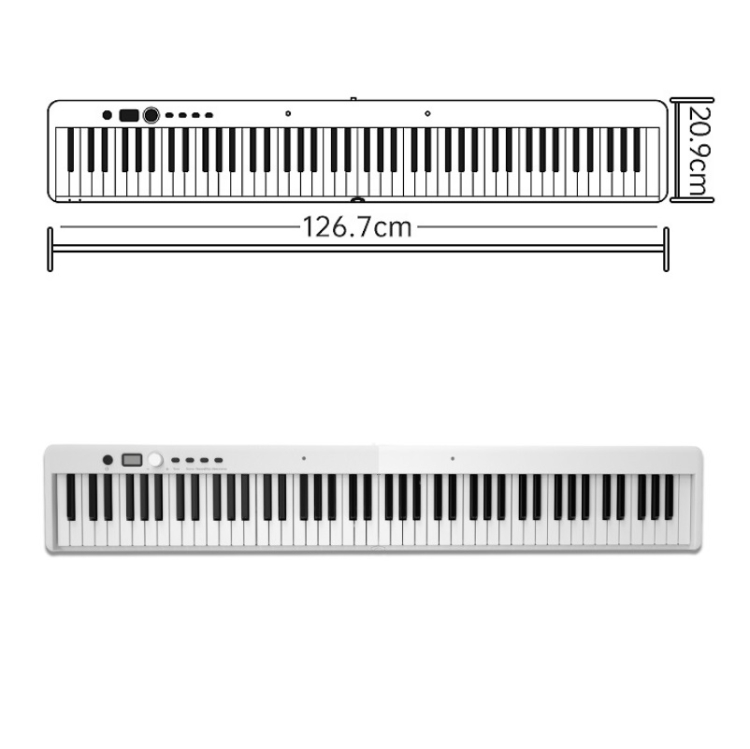 kompaktes Akku-Keyboard in Silber mit 61 Tasten Pedal und Tragetasche Mobiles 