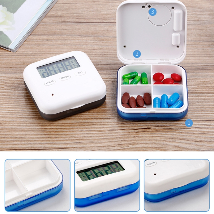 Scatola per medicinali elettronica con temporizzazione intelligente Scatola  per dispensazione di medicinali portatile (blu)