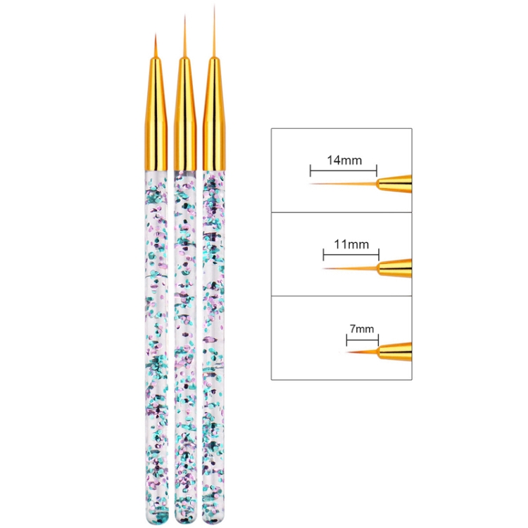 5 PCS Nail Art Brush Tool 3 Set Pluma de dibujo de fototerapia de tallado de cristal de uñas acrílico (tubo dorado) - 1